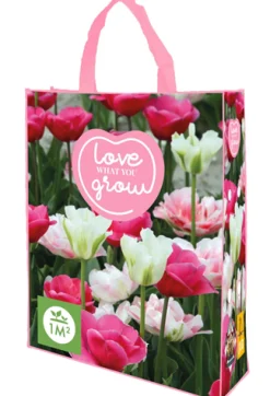 1 shopping bag met tulpen roze 'love what you grow'|ohgreen