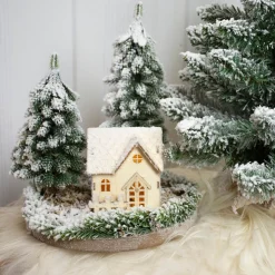 Besneeuwd huisje met led verlichting|ohgreen New