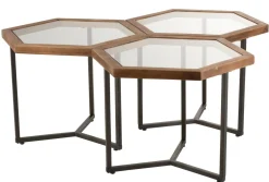 Bijzettafel hexagon glas/hout bruin|ohgreen Online