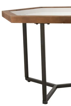 Bijzettafel hexagon glas/hout bruin|ohgreen Online