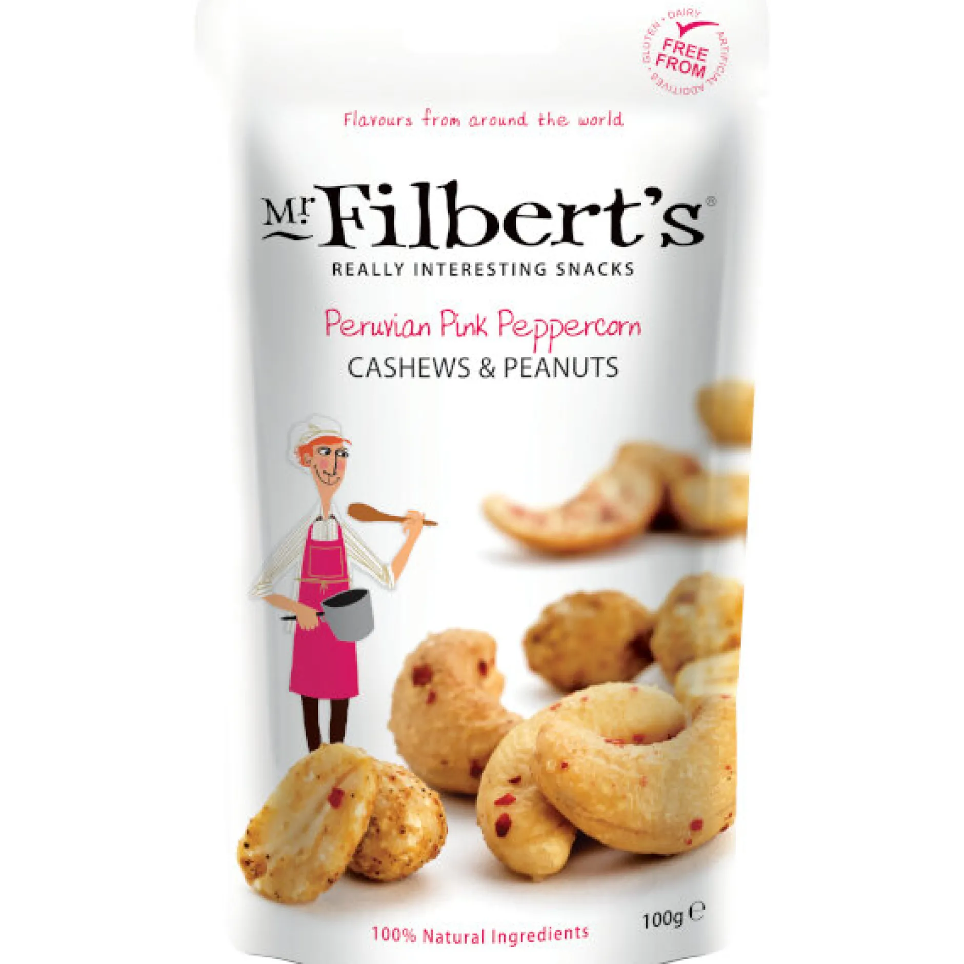 Cashewnoten en pinda's met peruaanse roze peper 100g|ohgreen Hot