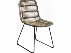 Chair dining metal rattan brown 46x57h84cm|ohgreen Hot