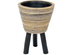 Drypot wooden legs stripe grey d32h45cm|ohgreen New