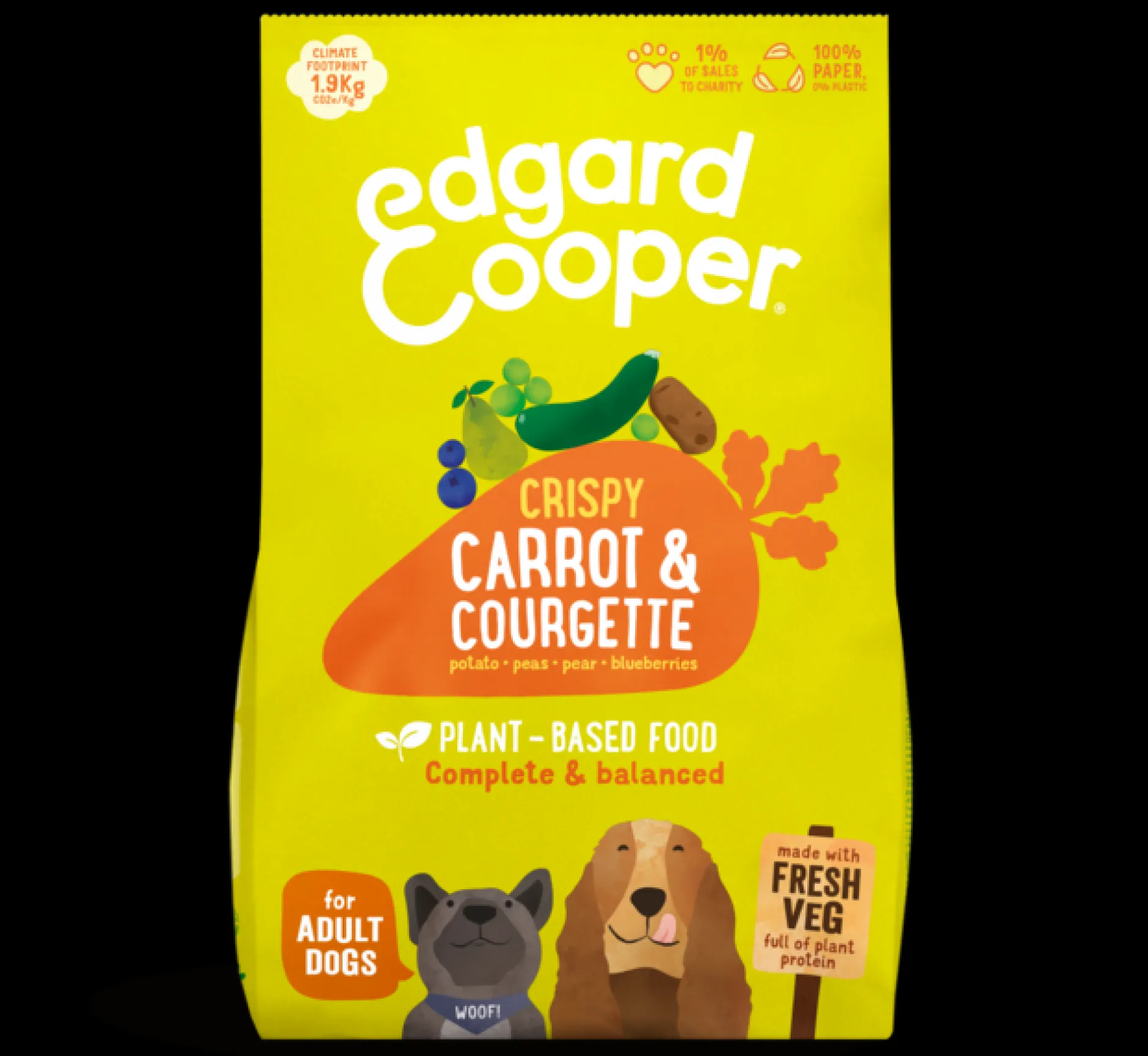 Edgard & cooper, hondenbrokken voor adult plant-based wortel, 7kg|ohgreen