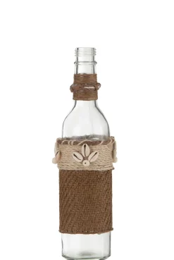 Fles decoratie met schelpen glas bruin|ohgreen Online