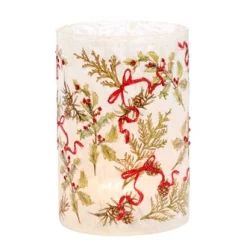 Glazen cilinder votive met hulst en strik|ohgreen Best