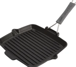 Grillpan met inklapbare greep 24 x 24 cm zwart|ohgreen Best