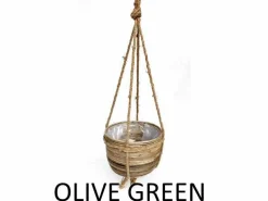 hanging basket stripe with rope d40h30cm - olive green|ohgreen Clearance