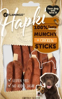 Hapki munchy sticks met kip 7,5cm 5st 100gr|ohgreen