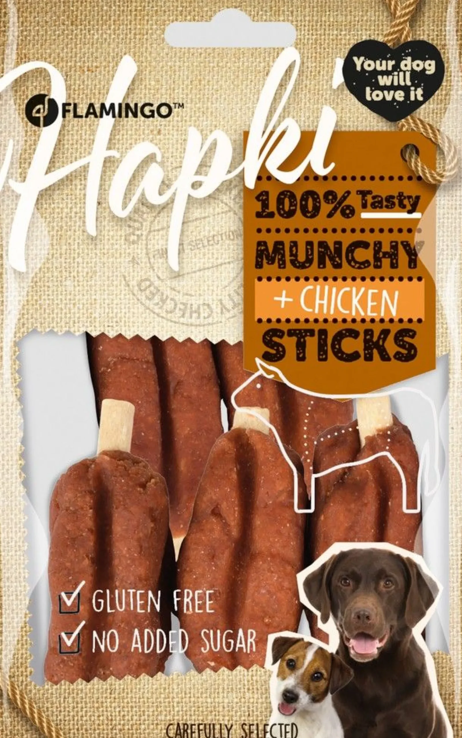 Hapki munchy sticks met kip 7,5cm 5st 100gr|ohgreen