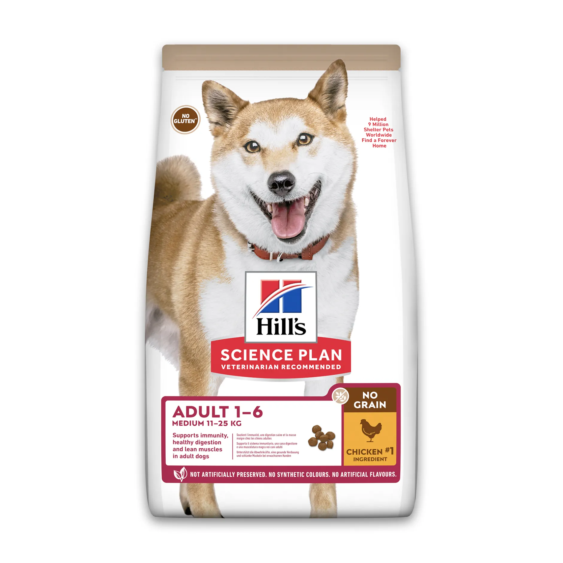 Hill's science plan adult medium no grain hondenvoer met kip 2,5kg|ohgreen