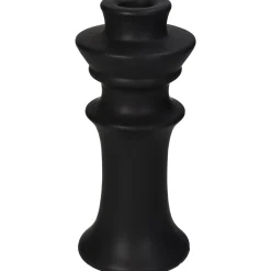 Kandelaar fijn aardewerk zwart 8x8x18cm|ohgreen Online