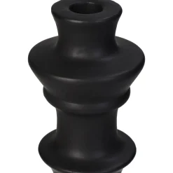 Kandelaar fijn aardewerk zwart 8x8x24cm|ohgreen Discount