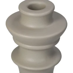 Kandelaar fijn aardewerk beige 8x8x18cm|ohgreen