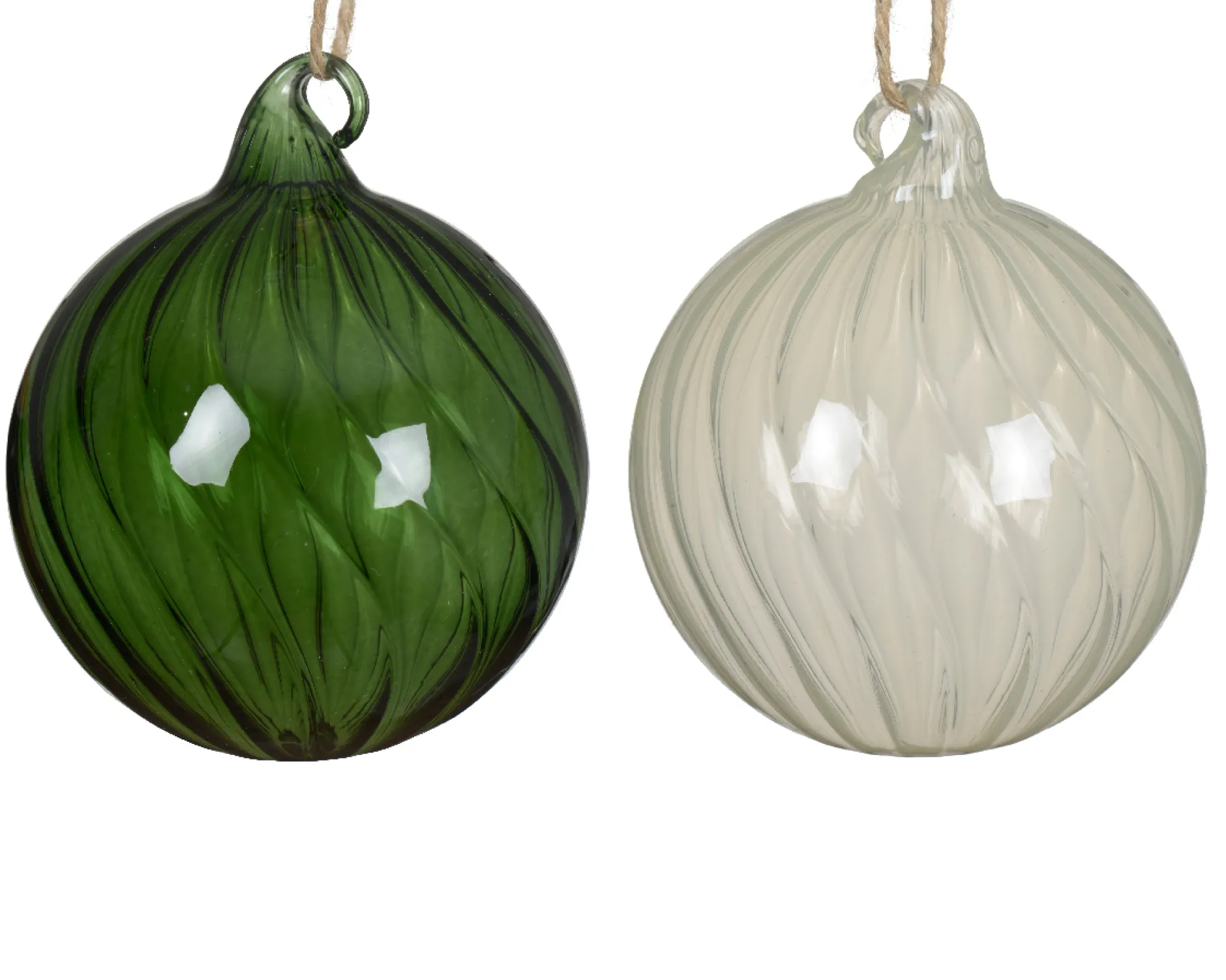 Kerstbal glas transparant spiraal|ohgreen New