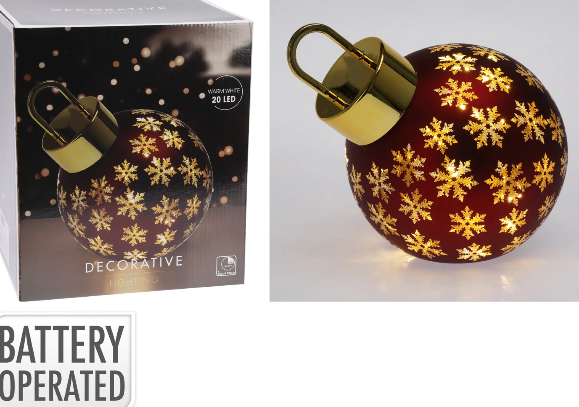 Kerstbal met led 20cm|ohgreen Online
