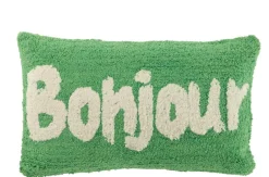 Kussen bonjour getuft katoen groen/wit|ohgreen Hot