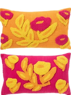 Kussen rechthoek borduurwerk bloem katoen mix assortiment van 2|ohgreen Sale