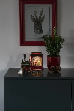 Led kerstlantaarn locomotief met kerstman en zak met kerstcadeaus|ohgreen New