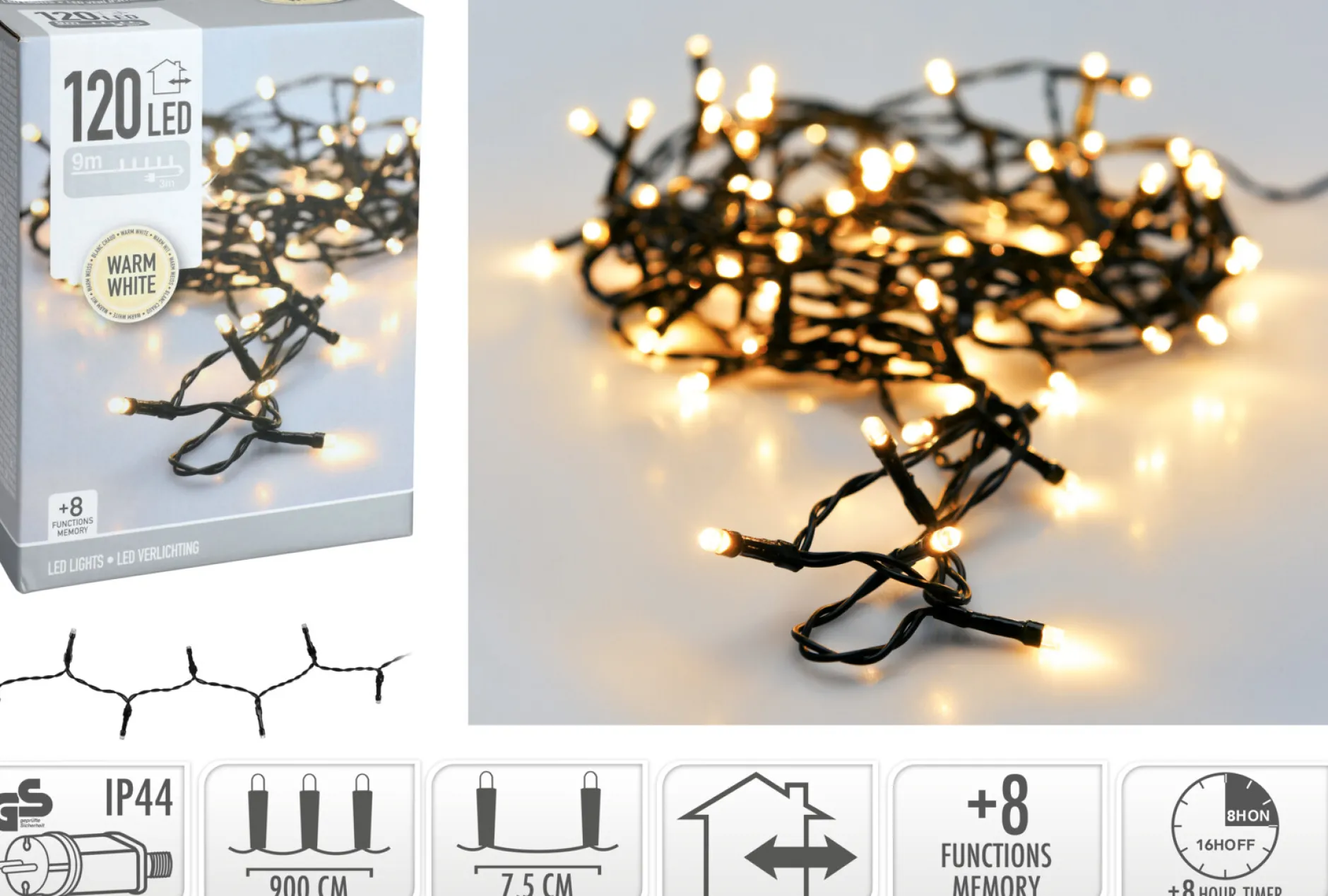 Ledverlichting 120led warm wit buiten|ohgreen Outlet