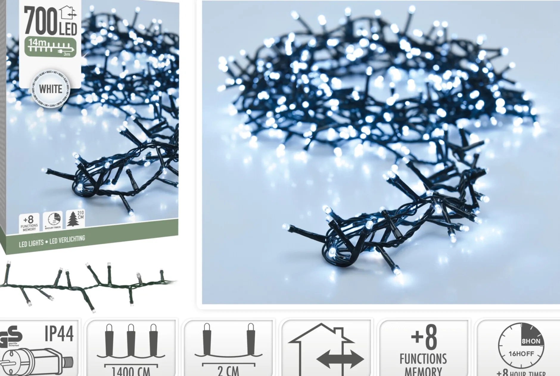 Microcluster 700led wit 14m|ohgreen Clearance