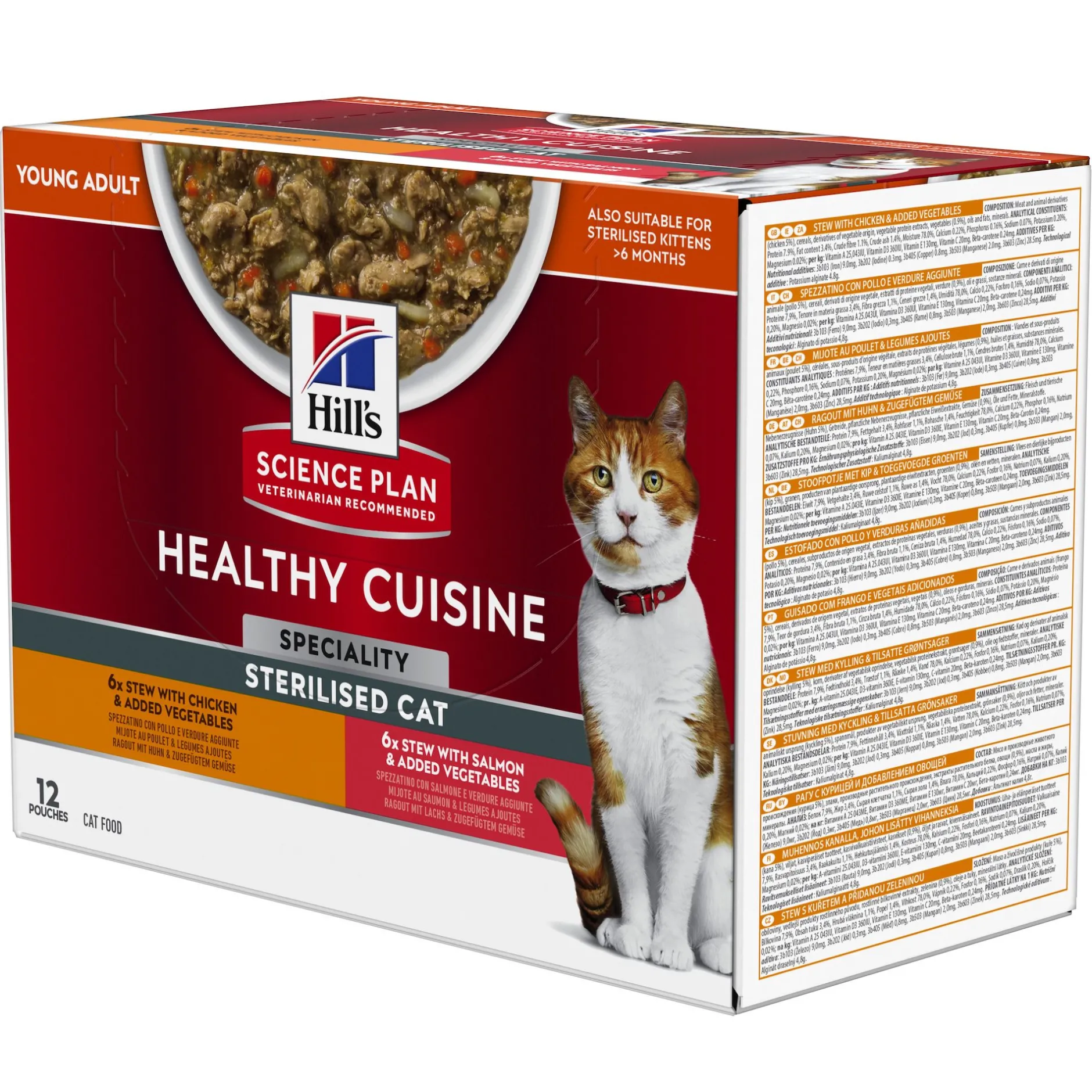 Natvoer voor katten hill's science plan healthy cuisine sterilised cat adult stoofpotje met kip en toegevoegde groenten, met zalm en toegevoegde groenten multipack 12x80g|ohgreen Discount