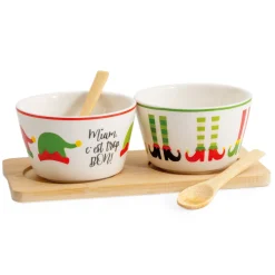 Plank met 2 kommen|ohgreen Sale