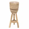Pot stripe wooden legs grey d20h47cm|ohgreen