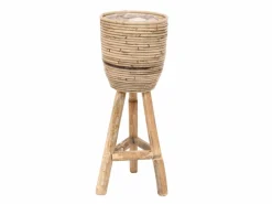 Pot stripe wooden legs grey d20h47cm|ohgreen