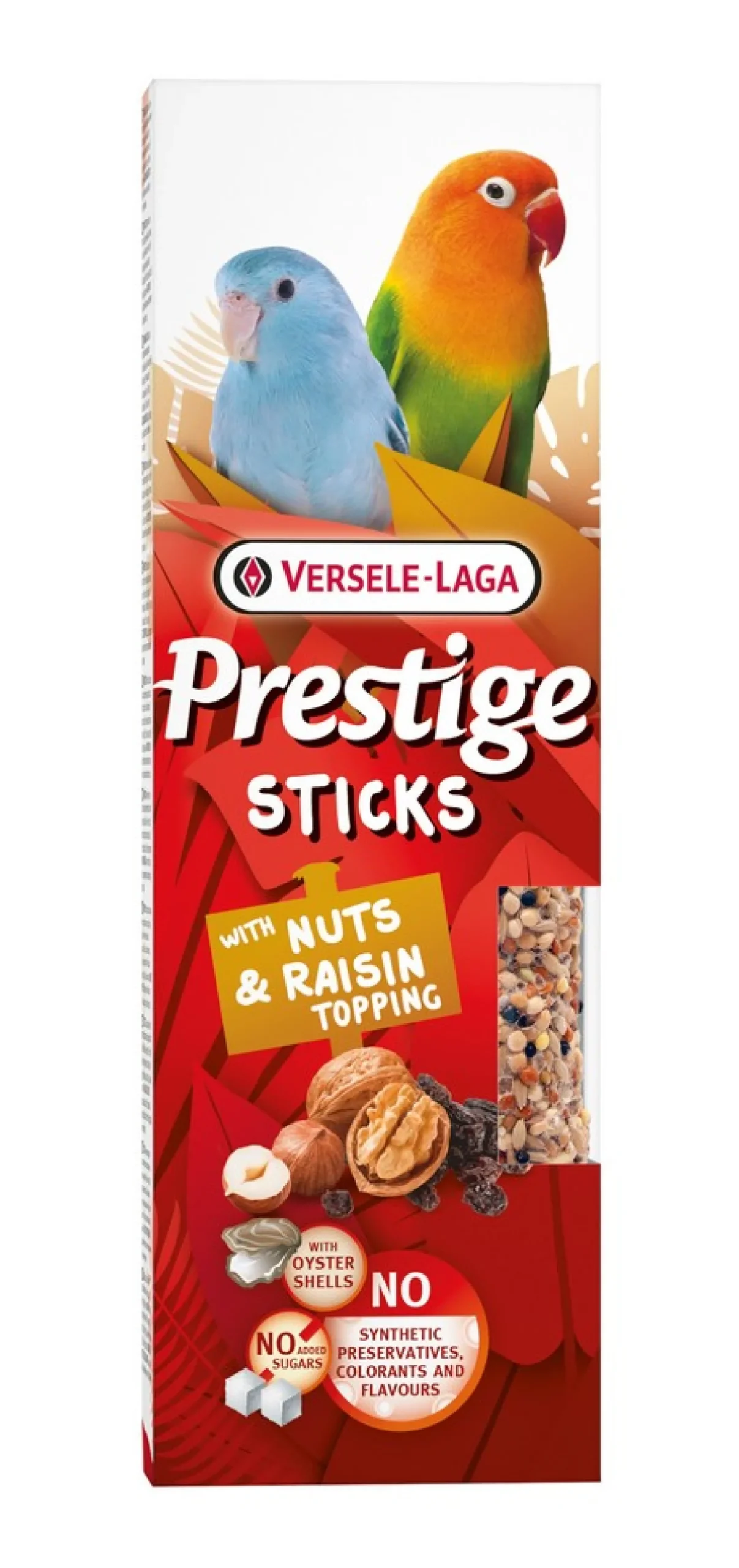 Prestige sticks kleine papegaaien met noten & rozijnentopping - 2 stuks 60g|ohgreen Online