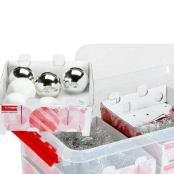 Q-line kerst box 45l met trays voor 98 kerstballen tr rood|ohgreen