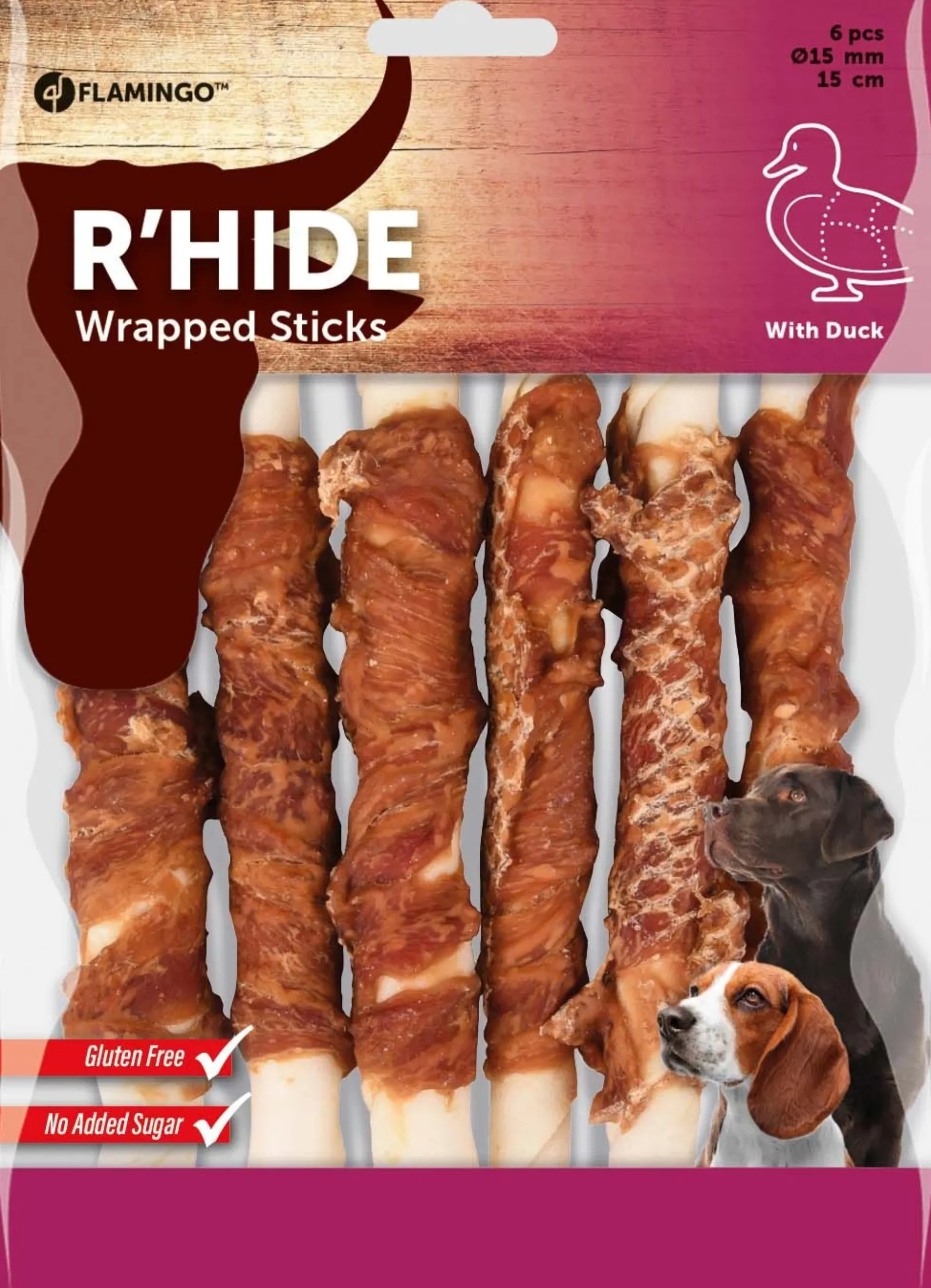 R'hide duck wrapped stick 15mm 15cm 6st 180gr|ohgreen New
