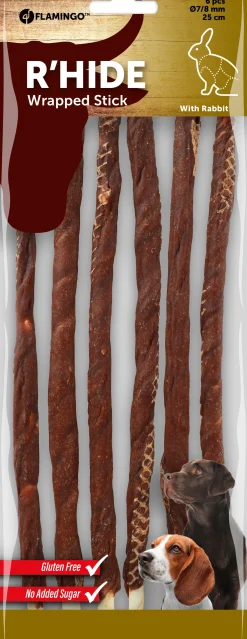 R'hide stokjes omwikkeld met konijn 7/8mm 25cm 6st 130gr|ohgreen New