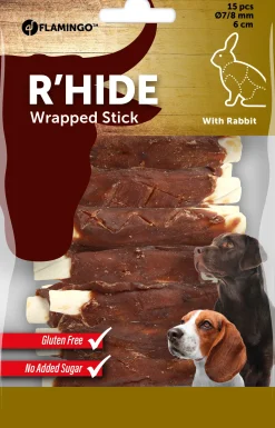 R'hide stokjes omwikkeld met konijn 7/8mm 6cm 15st 100gr|ohgreen Hot