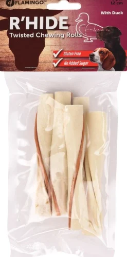 R'hide twisted chewing rolls with duck 12cm 5st 70gr|ohgreen Clearance