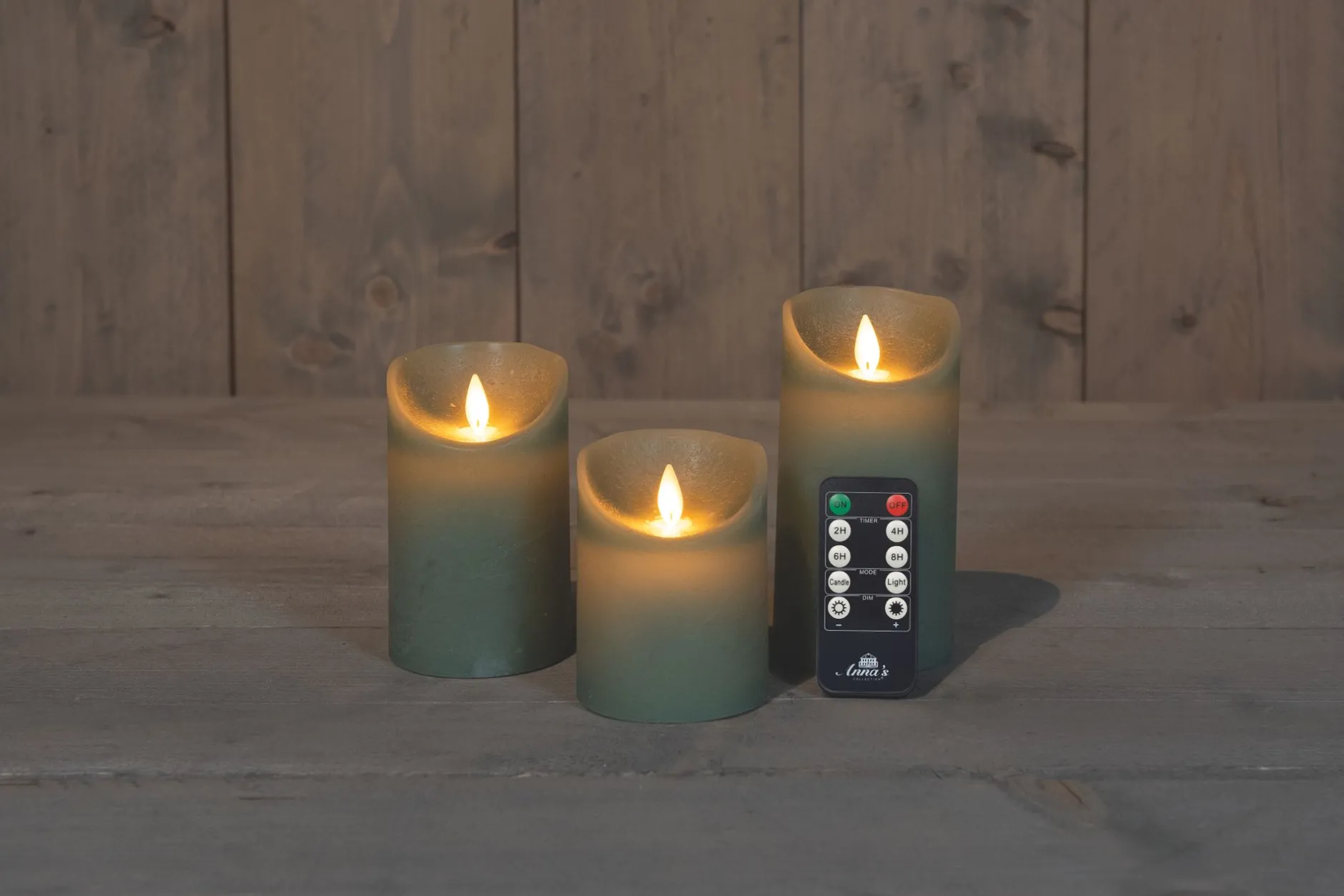 Set van 3 rustieke wax led kaarsen met bewegende vlam jade groen|ohgreen Best