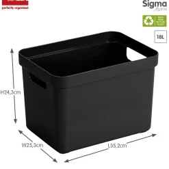 Sigma home opbergbox 18l zwart|ohgreen Outlet
