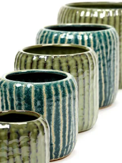 Sixties Pot ribbels blauw grijs d14 h12,5|ohgreen Best