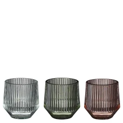 Theelicht houder glas groen roze 3 assorti - h8xd8cm|ohgreen Hot