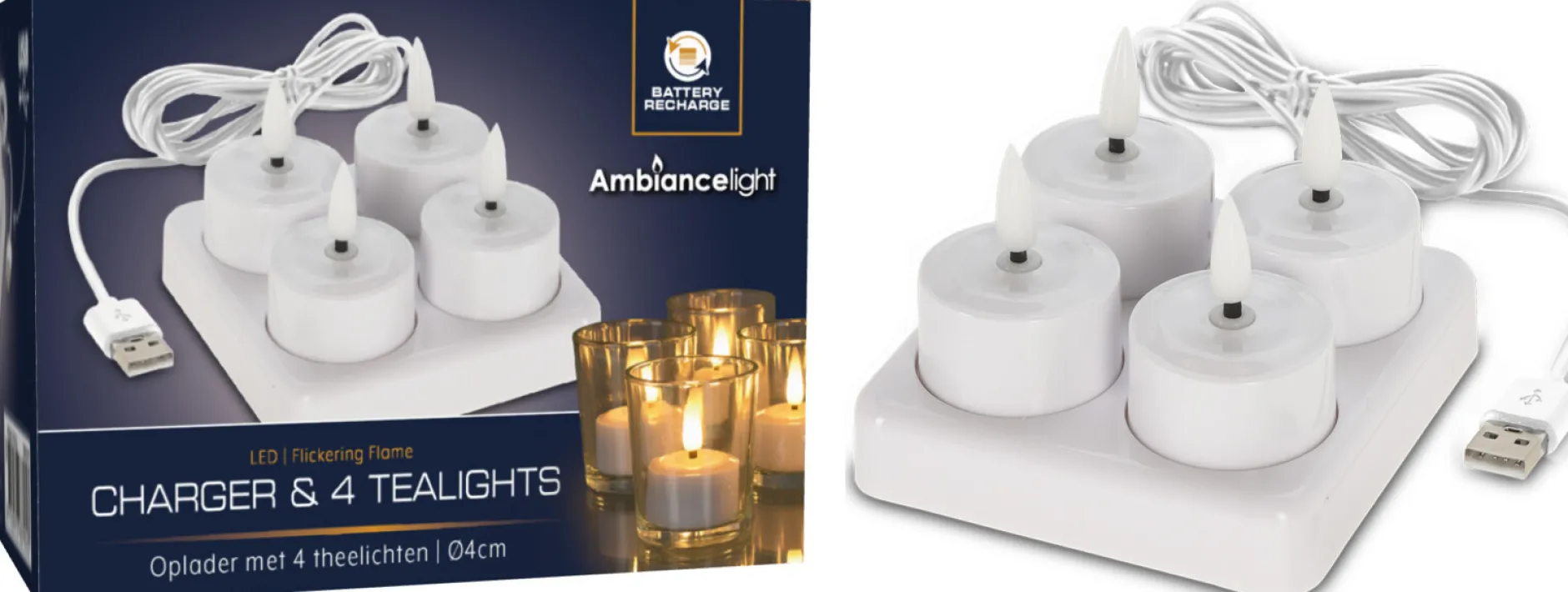 Theelicht met led set van 4|ohgreen Outlet