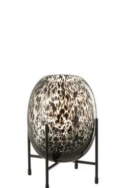 Vaas op voet stip glas zwart s (15x15x22cm)|ohgreen Outlet