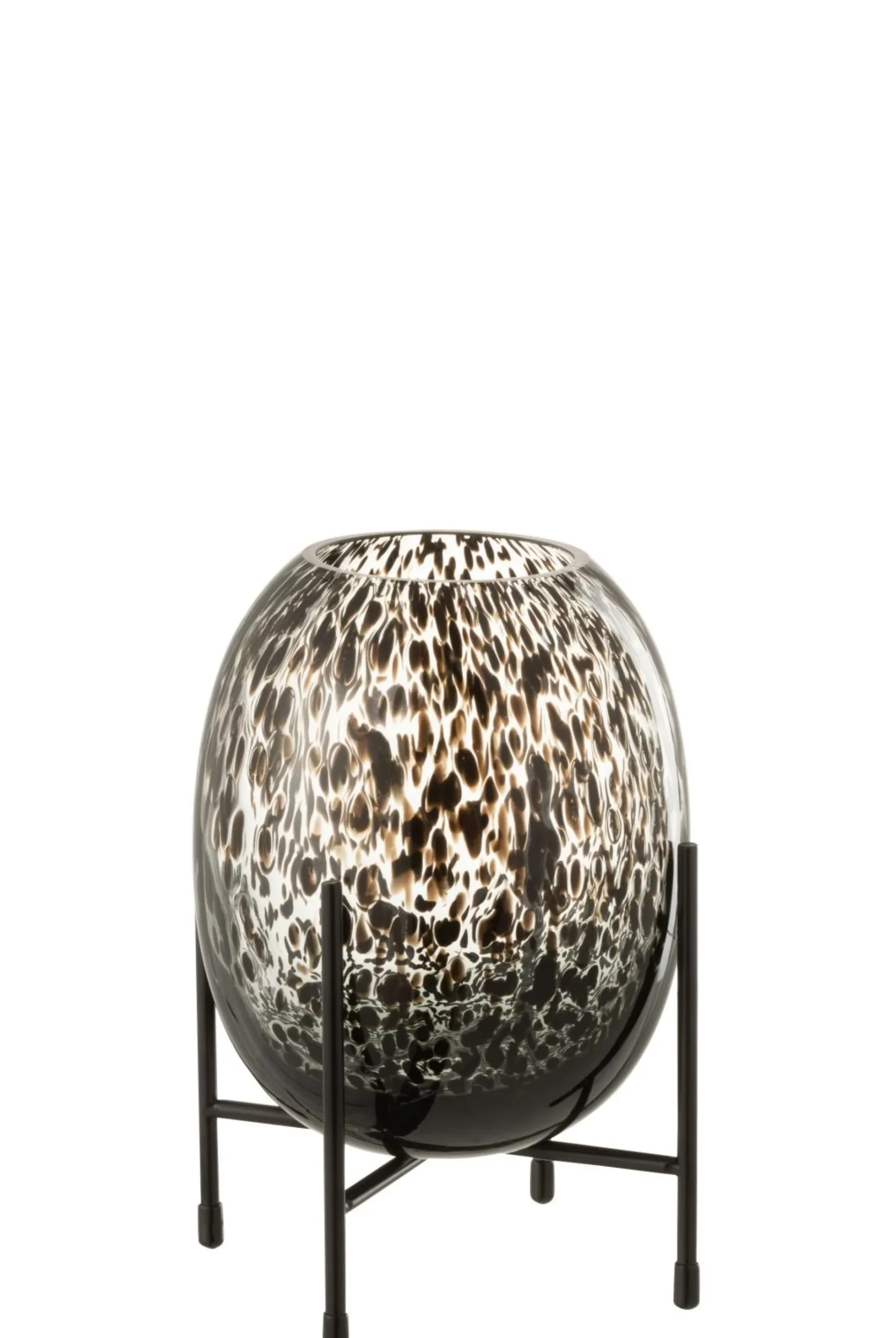 Vaas op voet stip glas zwart s (15x15x22cm)|ohgreen Outlet