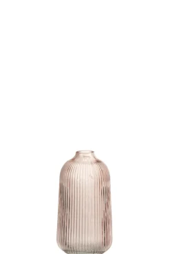 Vaas ribbels hoog glas roze (9x9x18cm)|ohgreen Best