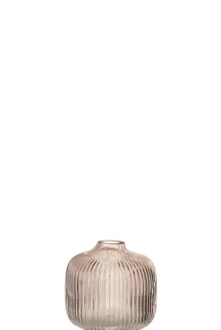 Vaas ribbels laag glas roze (11x11x11cm)|ohgreen Online