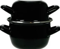 Zwarte mosselpot Ø18 cm geschikt voor inductie|ohgreen Sale